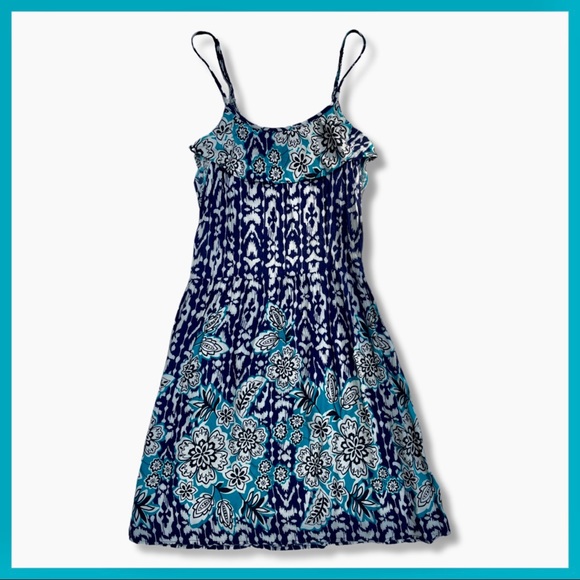Xhilaration Dresses & Skirts - Blue Pattern Boho Dress with Ruffle